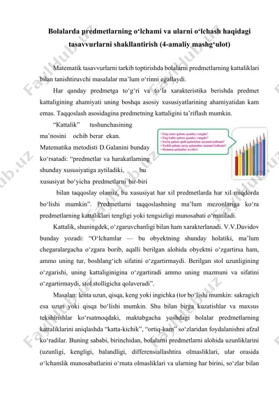 bolalarda predmetlarning o`lchami va ularni o`lchash haqidag — DOCX