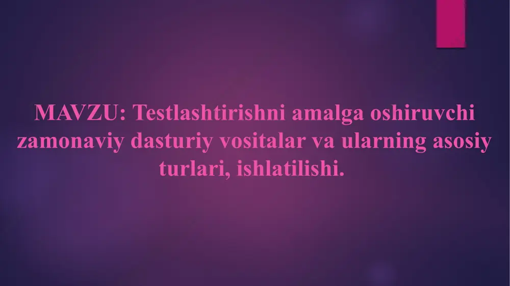 fisher tomonidan talabalarning bilim darajasini tekshirish uchun qo’llanilgan. test sinovlarining nazariy asoslarini keyinchalik ingliz psixologi f.gamelton ishlab chiqdi. test sinovlari dastlab psixologiya fani doirasida rivojlandi. xx asr boshida esa test sinovlarini ishlab chiqishda psixologik va pedagogik yo’nalishlar bir-biridan mustaqil ajrala boshladi. pedagogik test sinovlari birinchi marta amerikalik psixolog e torndayk tomonidan yaratilgan. psixologiya va pedagogikada test sinovlarining rivojlanishi matematik uslublar ham qo’llashni taqozo qildi. bunday uslublar o’z navbatida testlarni ishlab chiqishga ijobiy ta`sir ko’rsatdi. xix asr oxiri xx asr boshlarida test sinovlariga talabalarning o’quv qobiliyatlarini baholash vositasi sifatida qarash ancha kuchaydi. aynan shu davrdan boshlab test sinovlari ikki asosiy yo’nalish: aqliy (intellektual) rivojlanish darajasini aniqlash testlarini yaratish va qo’llash hamda talabalarning o’qish qobiliyatlarini va bilimlarini baholashga mo’ljallangan pedagogik testlarni yaratish va ulardan foydalanish sohalari rivojlana boshladi. test sinovlarining asosiy maqsadi: ham o’tilgan darslarni o’zlashtirish darajasi to’g’risida, ham navbatda o’rganilishi lozim bo’lgan dars hajmi to’g’risida o’qituvchiga axborot berish; o’qituvchiga o’qitish uslubini …