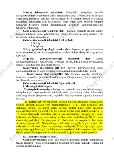 laboratoriyada gelmintokoprologik tekshirish — DOCX