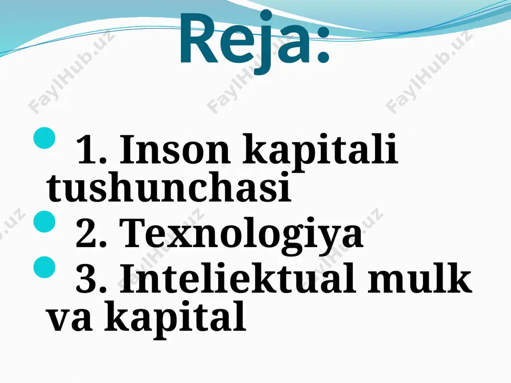 riantning mazmuni, har bir ishchidan iqtisodiy o‘sish yangi texnologiyalarni tezkorlikda kiritish kerakligidan iborat. oxirgi 30 yillar ichida sharqiy osiyodagi iqtisodiy o‘sish avval tikuvchilik, keyin soatlar va radiomahsulotlar ishlab chiqarishdan boshlangan. sifat darajasi bu davlatlarda asta- sekinlik bilan oshib bordi va undan keyin esa bu davlatlar boshqa davlatlarga moliyaviy yordam ko‘rsatishni boshladilar. bunday iqtisodiy tizimda har bir ishchi turli xil kasblarni egallashi lozim. shuning uchun bunday sharoitlarda, shunday ta’lim tizimi tuzilishi kerakki, bu ta’lim tizimi ishchilar uchun turli xil kasblarni egallashiga ko‘maklashishi kerak. oxirgi 30 yillar ichida inson kapitalini to‘plash modeli universalizmga asoslangan bo‘lib, u elitizmga asoslangan modelidan ko‘ra afzalroqdir. jahon mamlakatlari o‘z rivojlanish darajasi bo‘yicha odatda quyidagi bosqichlarda deb hisoblanadilar: iqtisodiy rivojlanishning sanoat rivojlanishidan oldingi bosqichida. bu bosqichda iqtisodiy rivojlanishning asosiy harakatlantiruvchi kuchi iqtisodiyotning agrar sektori hisoblanadi; iqtisodiy rivojlanishning sanoat rivojlanishi bosqichida. bu bosqich asosini sanoat ishlab chiqarish va fan-texnika taraqqiyoti tashkil etadi; iqtisodiy rivojlanishning sanoat rivojlanishidan keyingi bosqichida. bu …