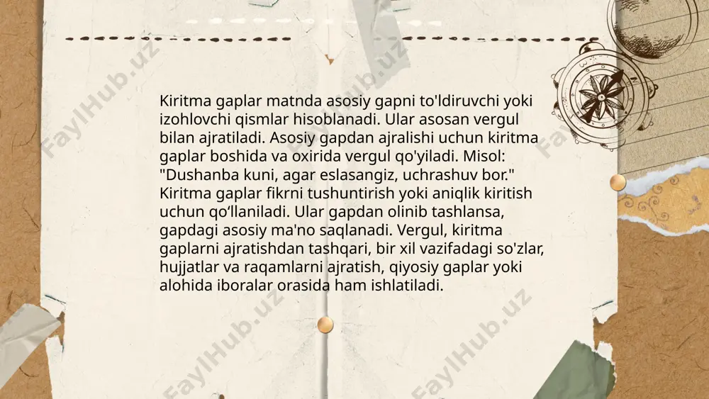 kiritma gapli qoʻshma gaplarda tinish belgilarining ishlatilishi - Page 5
