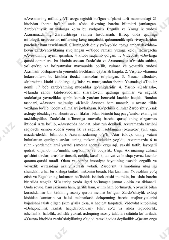 markaziy osiyo xalqlarining tarixi davomida bir necha bor madaniyatni sezilarli o’zgarishlarga olib keldi. afsuski, ko’pgina urushlar markaziy osiyo madaniyatining qadimgi taraqqiyot davrlarining behisob dalillarini yo’q qildi. arxeolog qazilma ma’lumotlar va yozma manbalar miloddan avvalgi i-ming yillik boshlarida vujudga kelgan markaziy osiyoning ilk davlatlari baqtriya, sug’d va xorazm madaniyati haqida bir oz ma’lumotlar beradi. miloddan avvalgi viii-vi asrlarga oid afrosiyob (samarqand), surxondaryo vohasidagi qiziltepa, qashqadaryo vohasidagi uzunqir, xorazmdagi ko’ziliqir kabi qadimgi shaharlarda o’tkazilgan tadqiqotlar murakkab ijtimoiy tuzilma va madaniyatning yuqori rivojlanganligini ko’rsatadi. bu shaharlar mudofa devorlari va suv ta’minotidan iborat kuchli istehkom tizimiga ega bo’lib, ichida hunarmandlar mavzei joylashgan. ayrim shaharlarda saroy qoldiqlari qal’alar topilgan. qadimgi davlatlar xo’jaligining asosiy sohasi hisoblangan dehqonchilik taraqqiyotining darajasi haqida ko’p tarmoqli sug’orish tizimining mavjudligi bunga dalildir. markaziy osiyo davlatlari qadimgi sharq mamlakatlari bilan yaqin aloqalar o’rnatgan. midiya va ossuriyaning siyosiy tarixida faol ishtirok etib, hunarmandchilik buyumlari va xom ashyo bilan (lojuvard, oltin, mis bilan) savdo …
