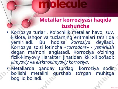 metallar korroziyasi haqida tushuncha — PPT