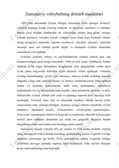 zamonaviy voleybolning dolzarb masalalari — DOC