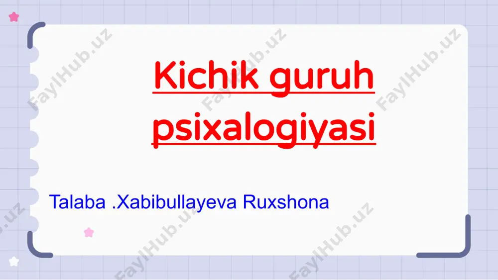 ulay muhit yaratadi. kichik guruh sozlamalarida nizolarni hal qilish kichik guruhlar psixologiyasida nizolarni hal qilish uyg'unlik va samaradorlikni saqlash uchun zarurdir. mojarolarni tezkor va konstruktiv tarzda hal qilish orqali guruhlar muloqot va ishonchni yaxshilashi mumkin. nizolarni samarali hal qilish faol tinglash, empatiya va murosaga kelishni o'z ichiga oladi. g'alaba qozongan yechimlarga erishish uchun ochiq muloqotni rag'batlantirish va turli nuqtai nazarlarni hurmat qilish muhimdir. ijobiy guruh dinamikasini rivojlantirish va aniq aloqa kanallarini o'rnatish orqali kichik guruhlar nizolarni samarali hal qilishlari va o'zaro tushunish va hamkorlikni rivojlantirishlari mumkin. kichik guruhlarda etakchilik dinamikasi kichik guruhlar psixologiyasida etakchilik dinamikasi guruhning yo'nalishi va qaror qabul qilish jarayonini shakllantirishda hal qiluvchi rol o'ynaydi. samarali rahbarlar guruh dinamikasiga ijobiy ta'sir ko'rsatishi, hamkorlik va samaradorlikni oshirishi mumkin. kichik guruhlardagi liderlar kuchli muloqot qobiliyatlari, empatiya va boshqalarni rag'batlantirish va ilhomlantirish qobiliyatiga ega bo'lishi kerak. shuningdek, ular moslashuvchanlik, chidamlilik va turli nuqtai nazarlarni tinglashga tayyorlik kabi fazilatlarni namoyon etishlari kerak. …