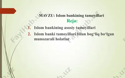 islom bankining tamoyillari — PPT