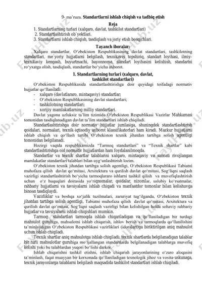 standartlarni ishlab chiqish va tadbiq etish — PDF