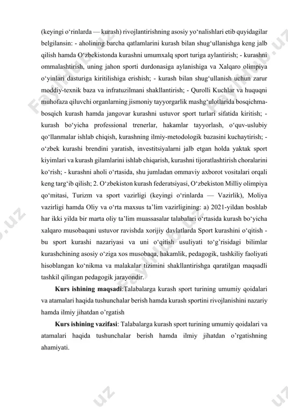 tisoslashgan bazaviy tayyorgarlik bosqichida maxsus tayyorgarlik ulushi muhim darajada oshadi va umumiy tayyorgarlik ulushi kamayadi. alohida imkoniyatlarni maksimal amalga oshirish bosqichida maxsus tayyorgarlik umumiy ish xajmidan 60% gacha etishi va undan ko’p bo’lishi mumkin. yutuqlarni ushlab turish bosqichida maxsus tayyorgarlik ulushi qat’iy yuqori bo’ladi va umumiy tayyorgarlik ulushi minimumgacha kamaytiriladi (v.n. platonov, 1986). har xil tayyorgarlik turlari nisbatlarining bunday sxemasi hamma sport turlari uchun umumiy hisoblanadi, lekin kurashda u trenirovka to’g’risida umumiy tasavvurlarni beradi. sport kurashidagi yutuqlar ko’p jihatdan kurashchining oqilona texnik-taktik tayyorgarligiga bog’liq. mukammal texnika - bu eng yuqori natijaga erishish maqsadida sport mashqlarini bajarishning samarali usullari yig’indisidir. o’rgatish jarayonida texnikani egallash darajasi o’zgarib turadi (yangi shug’ullanuvchining sodda texnikasidan to xalqaro toifadagi sport ustasining mukammal texnikasigacha). oqilona texnika sportchiga harakatlarni tejamkorlik bilan bajarish uchun imkon yaratadi. (v.r. filin, n.a. fomin, 1980). yosh sportchining xalqaro toifadagi sport ustasi darajasigacha bosib o’tadigan yo’lini to’rtta bosqichga ajratish mumkin (g.s. tumanyan bo’yicha, 1985); …