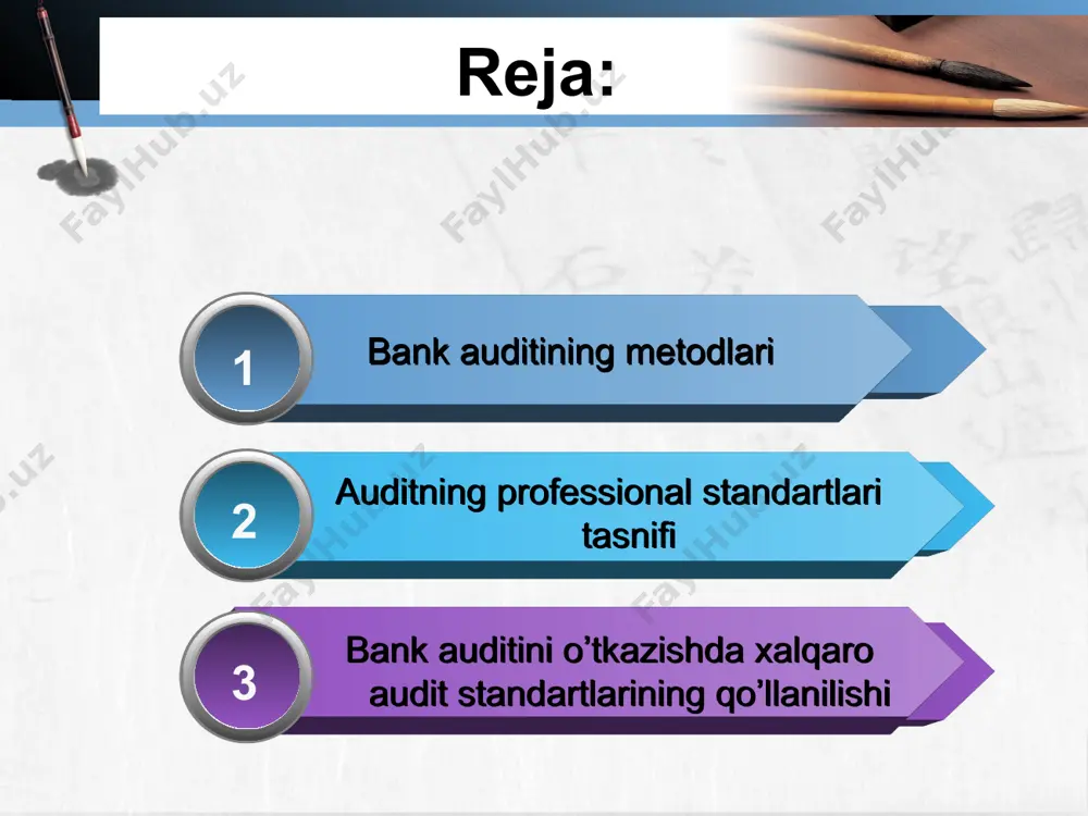 day ish tutishlarini belgilab beradi. auditning professional standartlari tasnifi amerika qo'shma shtatlarida auditorlar amerika institutining diplomli buxgalterlar jamiyati (aicpa), aktsiyadorlik jamiyatlarida buxgalteriya nazorat kengashi (pcaob) va xalqaro auditorlik va professional standartlar kengashi (iaasb) tomonidan chiqarilgan standartlar asosida faoliyat yuritadilar. bu turli tashkilotlar tomonidan chop etilgan auditorlik standartlari umumiy maqsadga qaratilgan bo’lib, auditni sifatli tarzda amalga oshirishga xizmat qiladi. auditorlik standartlari asosida auditorlar moliyaviy hisobot bo`yicha auditorlik xulosasini tuzish va taqdim etishda dastur sifatida foydalanib hamda kompleks audit doirasida mijozning moliyaviy hisobotlari bo`yicha ichki nazoratini baholaydi. audiorlik standartlari nafaqat kompaniylarning audit tekshriuvlarida, balki (barchasida) tashkiliy huquqiy tuzilishi, mulkchilik shaklidan qat`iy nazar barcha sub`ektlarga ham qo`llaniladi. auditning professional standartlari tasnifi auditorlik standartlari asosida auditorlar moliyaviy hisobot bo`yicha auditorlik xulosasini tuzish va taqdim etishda dastur sifatida foydalanib hamda kompleks audit doirasida mijozning moliyaviy hisobotlari bo`yicha ichki nazoratini baholaydi. audiorlik standartlari nafaqat kompaniylarning audit tekshriuvlarida, balki (barchasida) tashkiliy huquqiy tuzilishi, mulkchilik shaklidan qat`iy nazar …