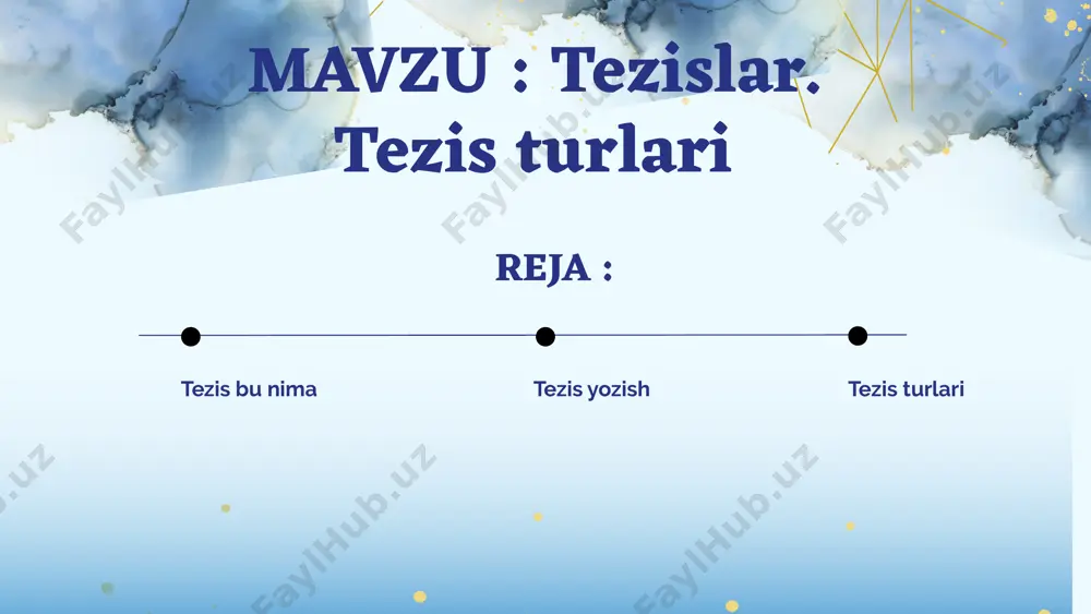 ilar. tezis yozish uchun nimalarni bilish zarur? tezisni qanday shakllantirish kerak? tezis nimani anglatishini va nima uchun kerakligini tushunib etganimizdan so'ng, ikkala tezis variantlarining so'z birikmalarining xususiyatlarini ko'rib chiqamiz.har qanday materialning tezislarini shakllantirish har qanday materialni yaratishda, avvalo, referatlar allaqachon mavjud bo'lgan materiallar asosida tuziladimi yoki kelajakda bunday materialni yaratish uchun "kontseptual asos" ga aylanishi kerakligi to'g'risida qaror qabul qilish kerak tezis -bu sizning materialingizning kvintessentsiyasi ilmiy faoliyat bilan tanish bo'lmagan o'quvchilar, ehtimol tezislar ko'rinishidagi har qanday ilmiy materiallarning taqdimoti bilan uchrashishgan. tezis -isbot talab qiladigan mantiqiy xulosa . ushbu atama talqinining ikkinchi qismi bizni rasmiy mantiqqa ishora qiladi, bu erda tezis yoki tasdiqlanishi yoki rad etilishi kerak bo'lgan pozitsiya sifatida tushuniladi. shu bilan birga, tezisdan farqli o'laroq, tezisning asl tezisiga nisbatan masalaning mohiyatini qarama-qarshi (yoki sifat jihatidan boshqacha) tushunishni o'z ichiga olgan "antiteza" ko'pincha shakllana asosiy ilmiy ishlar muallifligi to'g'risida. ularning tuzilishi bilan boshqa mualliflarning adabiyoti, shuningdek, o'z ilmiy …