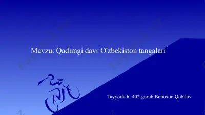 qadimgi davr o'zbekiston tangalari — PPT