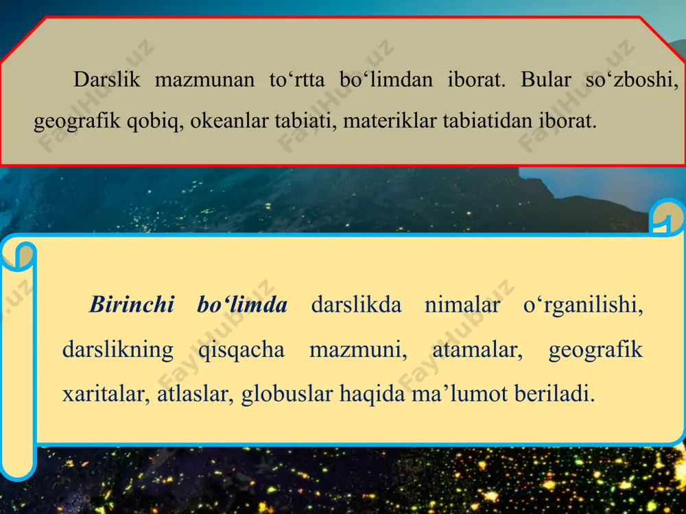 materiklar va okeanlar tabiiy geografiyasi kursida nimalar o‘rganiladi.pptx 6-sinf - Page 5