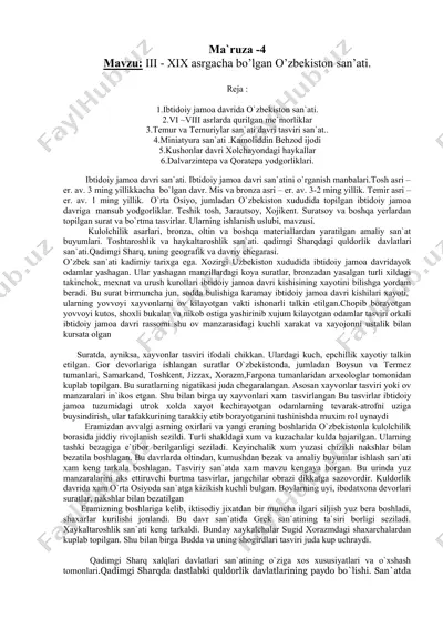 ibtidoiy jamoa davri o‘zbekiston san‘ati — DOC