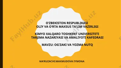 kimyo xalqaro toshkent universiteti — PPT