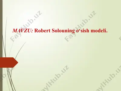 robert solouning o‘sish modeli — PPTX