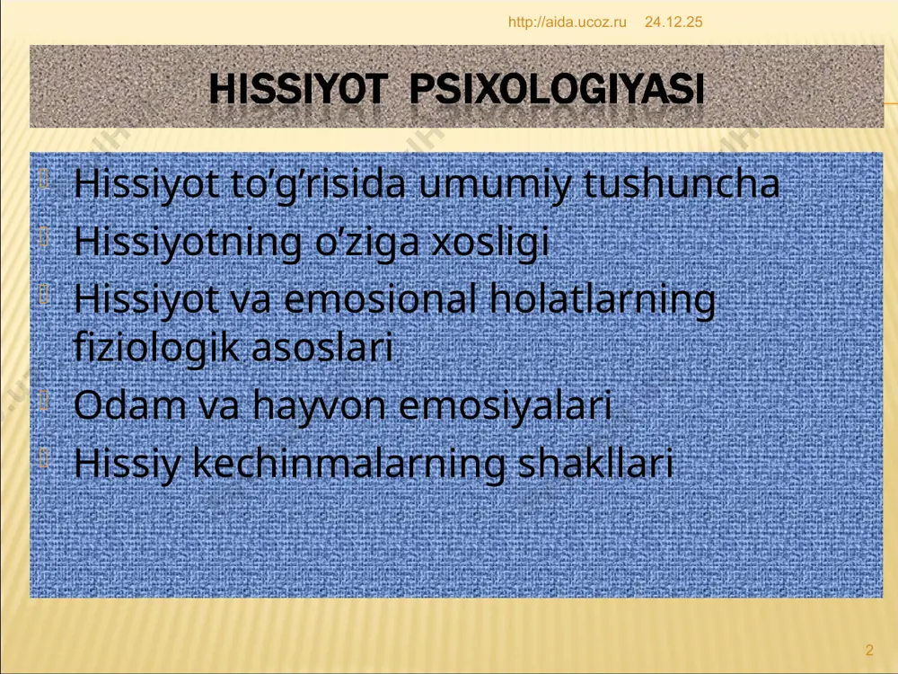 atlar tug’ilganida zaruriy chora-tadbirlarni zudlik bilan topishga intilganda vujudga keladigan hissiy zo’riqishlar * psixologiya faniga stress tushunchasini olib kirgan olim kanadalik fiziolog g. selye (1936) sanaladi u stressni tadqiq qilishda moslashuv alomati masalasiga, uning faoliyatga ijobiy hamda salbiy ta’sir etishiga alohida ahamiyat bergan. shuningdek, ekstremal vaziyatlardagi, murakkab jarayonlardagi stressning o’ziga xosligi, imkoniyatlari g. selye tomonidan o’rganilgan. stress holatida shaxsning xatti-harakatlari o’ziga xos tarzda o’zgaradi, unda qo’zg’alishning umumiy reaksiyasi paydo bo’ladi, uning harakatlari tartibsiz ravishda amalga oshiriladi. * http://aida.ucoz.ru * http://aida.ucoz.ru stressning kuchayishi esa teskari reaksiyaga olib keladi, natijada tormozlanish, sustlik, zaiflik, faoliyatsizlik ustuvorlik qila boshlaydi. lekin stress holatida fiziologik o’zgarishlar tashqi tomonidan qariyb ko’zga tashlanmasligi mumkin. biroq muammoni yechishdagi qiyinchilik, diqqatni taqsimlashdagi sarosimalik stressning tashqi ifodasi deb taxmin qilinsa bo’ladi. shaxs stress holatida telefon nomerini adashtiradi, vaqtni chamalashda yanglishadi, ong faoliyati yengil tormozlanadi, idrok ko’lami torayadi va boshqalar. * http://aida.ucoz.ru * http://aida.ucoz.ru stress holatida shaxsning psixologik xususiyatlari, turmush tarbiyasi, shakllangan …