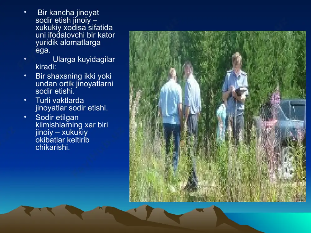 a ozod qilinadi. faqat sudlar jazodan ozod qilish vakolatiga ega ekanligi jpkning 12-moddasida ham mustahkamlangan. jinoiy jazo hisoblanmaydigan majburlov choralari davlatning boshqa vakolatli organlari yoki vakolatli mansabdor shaxslari tomonidan ham qo`llanishi mumkin. jinoiy jazo quyidagi talablarga javob berishi lozim: 1) 1) jinoiy jazo davlat majburlov chorasi hisoblanadi; 2) 2) jinoiy jazo chorasi faqat sud tomonidan tayinlanishi mumkin. jazo tayinlash uchun jinoiy qilmishning sodir etilganligi asos bo`ladi, boshqa hech qanday qilmish bo`la olmaydi. 3) 3) jazo faqat jinoyat sodir etishda aybdor deb topilgan shaxsga nisbatan tayinlanadi; 4) 4) jazo muayyan huquq va erkinlikni cheklashda ifodalanishi kerak; 5) 5) maxsus huhuq va erkinlikdan mahrum qilish faqat jinoyat qonunida ko`rsatilishi mumkin. jazoning maqsadi jinoiy jazo davlat majburlovining alohida shakli sifatida yuridik adabiyotlarda huquqiy kategoriya sifatida baholanadi. jinoiy jazo o`z mazmuni, funksiyasi, xususiyati va ta`sir qiluvchi obyektiga ko`ra, jazo tayinlash jazoni ijro etish va jazodan ozod qilish jarayonida vujudga keluvchi ijtimoiy munosabatlarga nisbatan kengroq …
