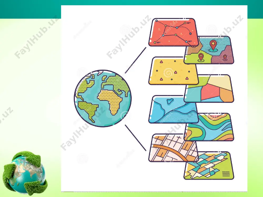 qo'shishimiz mumkin. axborot qatlamini geografik xaritaga qo'shgandan so'ng, biz geografik ma'lumot tizimini olamiz. bizda, masalan, geografik xarita va axborot qatlami orasidagi aralash orqali turlarning yashash muhiti va uning ko'pligi bo'lishi mumkin. namuna olish va axborot tizimlari ma'lumki, bugungi kunda biz doimiy ravishda ma'lumot yaratmoqdamiz va saqlamoqdamiz. ushbu ma'lumotlar tobora ko'payib bormoqda va shuni aytish mumkinki, ushbu ma'lumotlarning barchasi avvalgidek qurilmalarda saqlanishi mumkin emas. axborotning o'sishiga inson o'z hissasini qo'shadi, ammo ular faqatgina ular emas. mashinalar o'rtasida ular shuningdek, boshqaruv uchun muhim bo'lgan katta hajmdagi ma'lumotlarni yaratadigan aloqa o'rnatadilar. masalan, paketni etkazib berish paytida o'tgan marshrutni aniqlash uchun konteynerlarga o'rnatiladigan ko'plab raqamli sensorlar mavjud. ushbu ma'lumotlarning barchasi transport kompaniyalariga etkazib berishni va kompaniyalarning xarajatlarini optimallashtirish uchun yuboriladi. image2.jpeg image3.jpeg image4.jpeg image5.jpeg image6.gif image1.jpeg