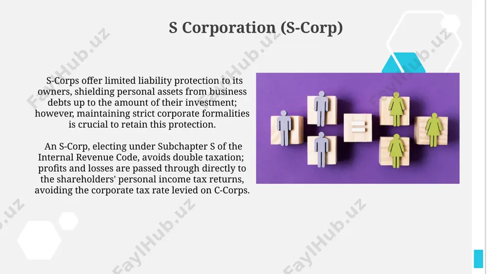 lps), and limited liability partnerships (llps), each having different tax implications and reporting requirements. partnerships can be structured in several ways; general partnerships offer unlimited liability for all partners, while limited partnerships offer limited liability for some partners, depending on their contribution and involvement. holding company holding companies can utilize complex financial structures, including debt financing and intercompany transactions, to optimize tax liabilities and potentially minimize overall corporate tax burdens. holding companies often own a significant portion, perhaps 50% or more, of another company's voting stock, thereby exerting substantial control without directly managing day-to-day operations. limited liability company (llc) the taxation of an llc is a significant feature; it can be structured as a pass-through entity (like a partnership), avoiding double taxation, or as an s-corp or c-corp, impacting tax rates and distribution of profits to members. llcs provide flexibility in management structure; they can be member-managed, with members actively …