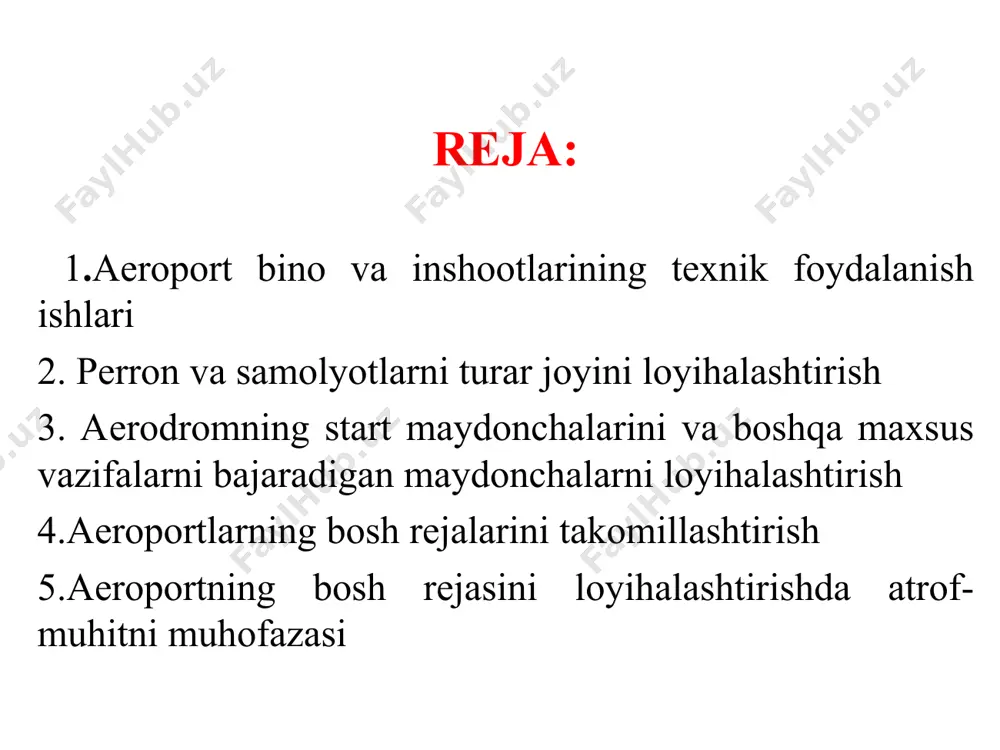 inshootlari turar joylardan, passajirlar binosidan olisroqda, shamol yo‘nalishlari, joy relfi va boshqa omillarni hisobga olgan holda qurilishi kerak. zarur bo‘lganda himoyalovchi sanitariya zonasi quriladi. ishlab chiqarish zonasiga passajirlar, bagaj, yuklar, pochta va hk lari oqimiga xizmat ko‘rsatish, aviatsiya yonilg‘isini qabul qilish, saqlash va tarqatish bilan bog‘liq binolar va inshootlar kiradi. ularning boshqalardan ajralib turadigan xususiyati shuki, aerodrom bilan funksional aloqador. shuning uchun passajir va yuk komplekslari passajirlar va yuk perronlariga, aviatsiya-texnika bazasining bino va inshootlari–hk larini saqlash tj lariga yaqin joylashtiriladi. aytilgan oqimlarga xizmat ko‘rsatish texnologik jarayonlari turli tuman bo‘lishini hisobga olib, bino va inshootlarni yanada maydaroq guruhlarga ajratish maqsadga muvofiq. ishlab chiqarish zonasining bino va inshootlariga quyidagilar kiradi: hhb, radionavigatsiya qo‘ndirish ob’ektlari (dbp) start dispetcherlik va meteokuzatuv punkti (sdp), uzoqdagi va yaqindagi radiomarkerli radiostansiya (urmr va yarmr), kurs radiomayog‘i (krm), glissada radiomayog‘i (grm), antennalar maydoni va b. passajirlarga xizmat qiladigan binolar va inshootlar (aerovokzal, mehmonxona, passajirlar va bagaj paviloni, …