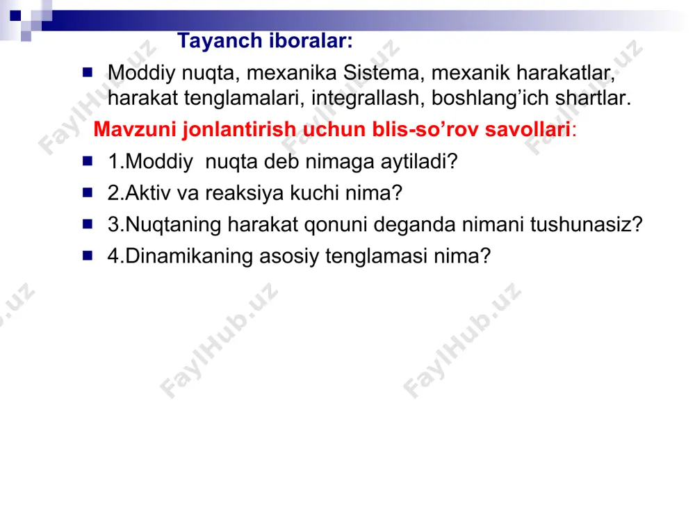 mumkin: silindrning balandligi hosil qilingan inersiya momentlari ifodasida qatnashmayotganligi uchun ushbu formulalar yupqa doiraviy disk va halqa uchun ham o’z ko’rinishini saqlaydi. r r t unknown-0.unknown unknown-1.unknown unknown-2.unknown unknown-3.unknown unknown-4.unknown unknown-5.unknown unknown-6.unknown unknown-7.unknown unknown-8.unknown unknown-9.unknown unknown-10.unknown unknown-11.unknown unknown-12.unknown unknown-13.unknown unknown-14.unknown unknown-15.unknown unknown-16.unknown unknown-17.unknown unknown-18.unknown unknown-19.unknown unknown-20.unknown unknown-21.unknown unknown-22.unknown unknown-23.unknown unknown-24.unknown unknown-25.unknown unknown-26.unknown unknown-27.unknown unknown-28.unknown unknown-29.unknown unknown-30.unknown unknown-31.unknown unknown-32.unknown unknown-33.unknown ) ( 2 2 2 y x m mh i z + = = å å + d = d = ) ( 2 2 2 k k k k k z y x m h m i ò ò + = = dm y x dm h i z ) ( 2 2 2 ò = xydm i xy ò ò + + = = dm z y x dm r i o ) ( 2 2 2 2 ò ò ò ò ò ò + + + + + …