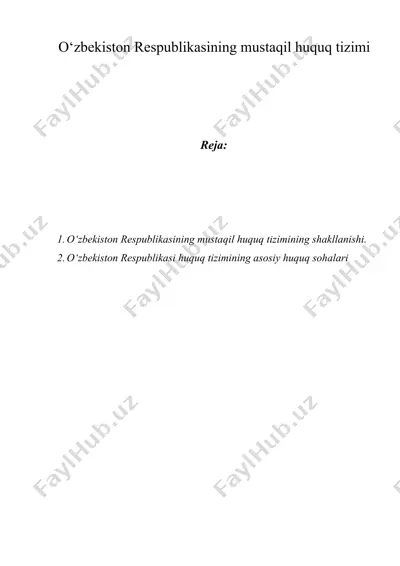 o‘zbekiston respublikasining mustaqil huquq tizimi — DOCX