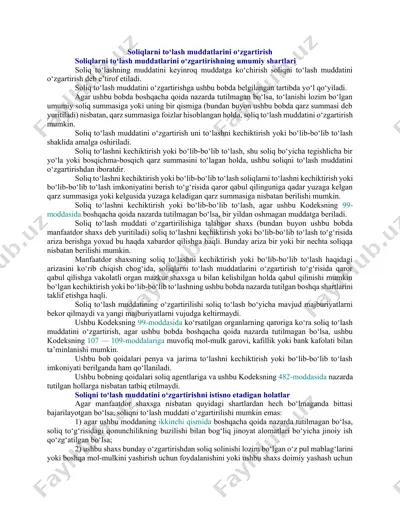 soliqlarni to‘lash muddatlarini o‘zgartirish — DOCX