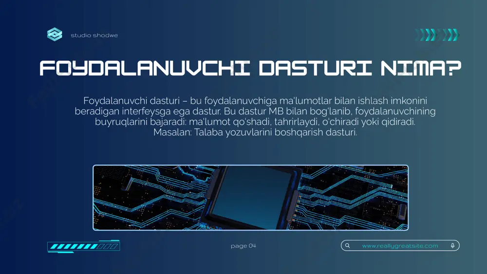 ma'lumotlar bazasi muhitida foydalanuvchilar dasturini yaratish - Page 3
