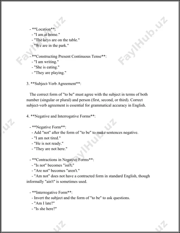 d instead of "was" for the hypothetical condition. 9. **passive voice**: - "to be" in past tense is used to form the passive voice. - form: "was/were + past participle." - examples: "the book was read by all the students." - "many houses were destroyed by the storm." 10. **reported speech**: - in reported speech, the present tense often changes to the past tense. - direct speech: "she says, 'i am busy.'" - reported speech: "she said she was busy." 11. **examples with context**: - "i was enjoying my vacation last summer." - "were you working on the project last week?" - "the dog was barking all night." understanding these aspects of the verb "to be" in the past tense is crucial for mastering english grammar. by recognizing both the correct forms and their proper contexts, learners can effectively communicate actions and states that belong to the past. this comprehension …