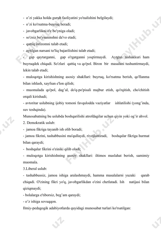 ilin i.n. muomala san'ati. pedagogik izlanish-i. p. bajenova-t. o'qituvchi, 1990 2. kaykovus. qobusnoma. t. o'qituvchi, 1973 3. muomala treningi. t., 1994. 17 b.