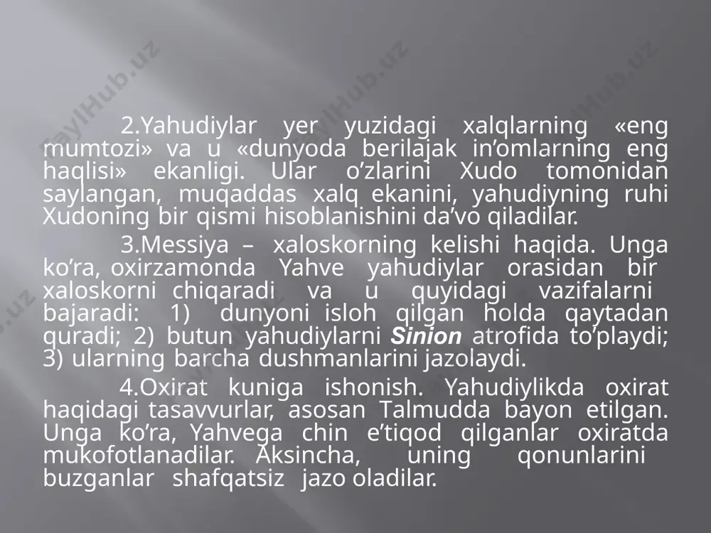 vujudga keldi. u braxmanizmdagi bir necha jihatlarni qabul qilgan bo’lsada, kasta ta’limotini inkor etdi. o’sha davrda hindistondagi kasta tuzumini saqlab qolishga, braxmanizm dinini isloh qilib, qayta tiklashga harakat boshlandi. bu harakat braxmanizm bilan buddizm o’rtasidagi kurashni ifodalovchi hinduizm edi. braxmanlikda tan olingan uch asosiy hudo braxma vishnu shiva hinduizm asosan, hindistonda tarqalgan bo’lib, mamlakat aholisining 83%, ya’ni 650 mln. kishi shu dinga e’tiqod qiladi. hinduizm e’tiqod qiluvchilar soni jihatidan jahonda uchinchi o’rinda turadi. barcha hinduistlarning soni 700 mln.ni tashkil etadi. yirik jamoalar bangladeshda (12 mln.), indoneziyada (3,6 mln.), shri lankada (3 mln.), pokistonda (1,5 mln.), malayziyada (1 mln.), aqshda (0,5 mln.), butanda (0,3 mln.) mavjud. hinduizm uni qabul qilmoqchi bo’lganlarga qo’yadigan birinchi va asosiy shart hindistondagi kasta tuzumini qabul qilishdir. diniy qorishma sifatida hinduizm oriylargacha bo’lgan dinlar, hind-skif jamoalarining ibtidoiy diniy tasavvurlarini va qadimgi braxmanlarning buddizm bilan aralashgan qadimiy urf-odatlarini o’zida mujassam qilgan. hinduizmda trimurti (uchlik) – braxma, vishnu, shiva …