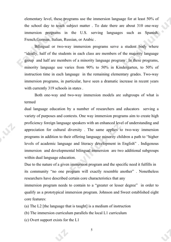 ol involved in language learning and teaching “can escape the wide social issues surrounding language policy and statu within the united states” .as a direct result of such initiatives and the understanding that parents are key stakeholders in their child’s education, research involving the two-way immersion concept has been done on parents’ attitudes and beliefs about the effectiveness and quality of such language immersion programs . these studies often focused on american parents versus immigrant parents and their different perspectives on their child’s education in a two-way immersion setting and the success of these programs. the link between english/spanish two-way immersion programs and the national debate which focuses on immigration has, however, resulted in limited research on programs which offer a language other than spanish as the immersion language. inspiration and statement of the problem while working on my master’s degree, i was contacted by an american family who was …