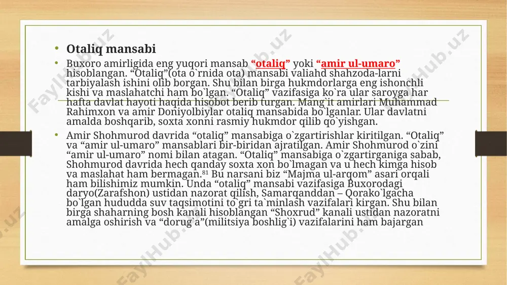 buxoro amirligida mansablar va vazifalari - Page 3