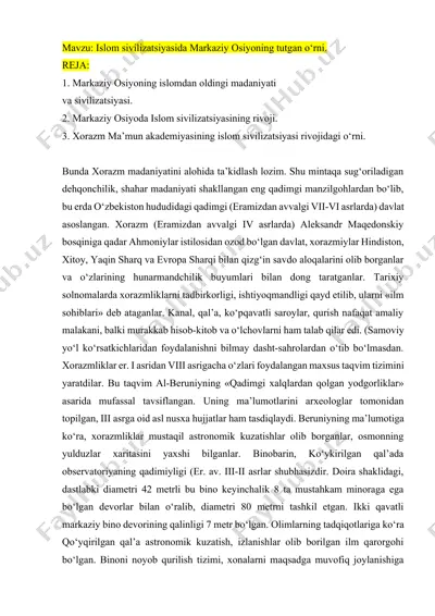 xorazm madaniyatining tarixi — DOCX