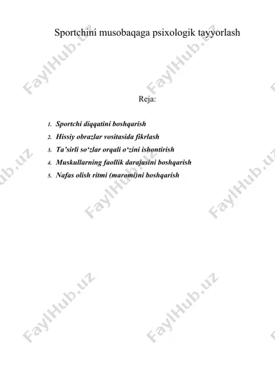 sportchini musobaqaga psixologik tayyorlash — DOC
