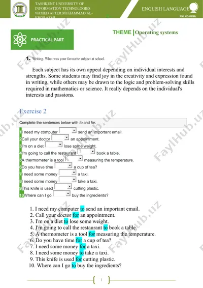 english language writing exercise — DOCX