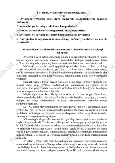 avtomobil yo‘llari arxitekturasi — DOCX