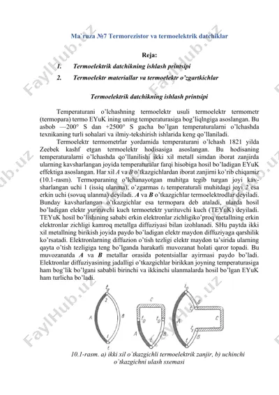 termorezistor va termoelektrik datchiklar — DOCX