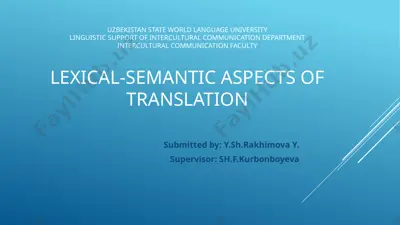 uzbekistan state world language university linguistic support of intercultural communication department — PPTX