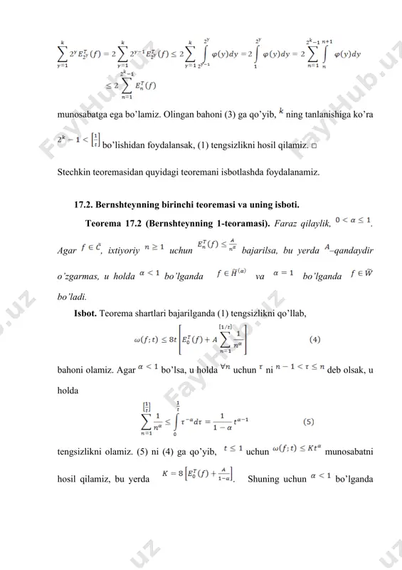 stechkin teoremasi va bernshteynning birinchi teoremasi - Page 5