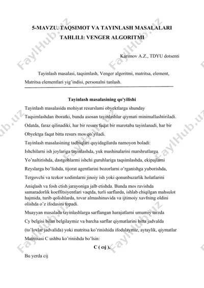 venger algoritmi — DOCX