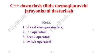c++ dasturlashtirishda tarmoqlanuvchi jarayonlar — PPTX