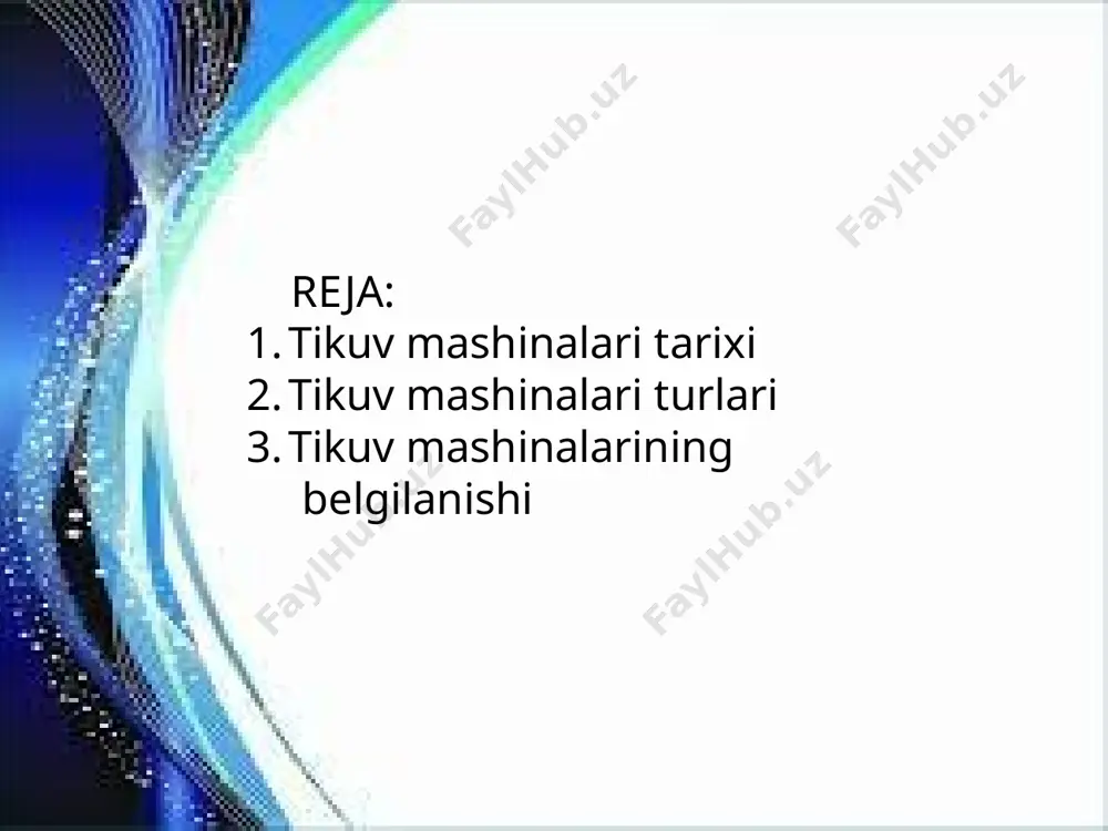 surib turadigan tishli g’ildirakcha bo’lgan, keyinchalik esa uning o’rniga tishli reyka o’rnatilgan. xuddi shu davrda amerikalik grober va bekerlar ikki ipli zanjirsimon baxyali tikuv mashinasini yaratdilar. bu mashinada ustki ip vertikal ilgarilanma-qaytma harakatlanuvchan to’g’ri ignadan, ostki ip esa gorizontal harakatli bukik ignadan uzatilar edi. 1870 yildan boshlab yaponiya, rossiya va boshqa davlatlarda "zinger" firmasi yig’uv ustaxonalarini tashkil etadi. bu ustaxonalarda chetdan keltirilgan detallardan tikuv mashinasi yig’ilar edi. o’tgan asrning 30–50-yillarida aqsh, buyuk britaniya, germaniya va fransiya davlatlaridan tikuv mashinalariga 30 dan ortiq patent olingan va katta hajmda ishlab chiqarila boshlangan. zamonaviy tikuv mashinalarini ishlab chiqaruvchi mashinasozlik zavodlari. hozirgi vaqtda jahonda tikuv mashinalarini ishlab chiqaruvchi 100 dan ortiq firma va korxonalar mavjud. shulardan eng yirik firma va mashinasozlik korxonalari haqida to‘xtalamiz. "zinger" mashinasozlik firmasi tashkil qilinganidan hozirga qadar asosan teri va tikuvchilik mahsulotlarini tayyorlashga mo‘ljallangan moki baxyali maishiy va sanoat tikuv mashinalarini ishlab chiqarayapti. "shtrobel" (germaniya) firmasining 200 dan ortiq turli …