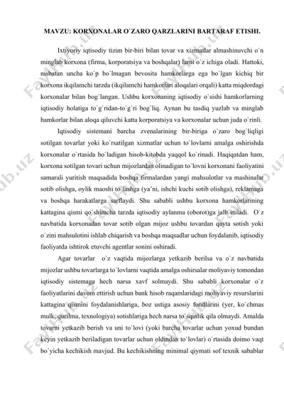 korxonalar o`zaro qarzlarini bartaraf etishi — DOCX