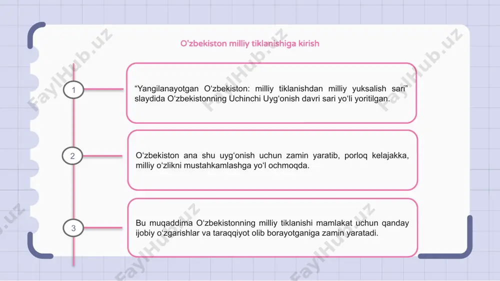 ishi yangi farovonlik va o'sish davri uchun zamin yaratadi. e'tiboringiz uchun rahmat