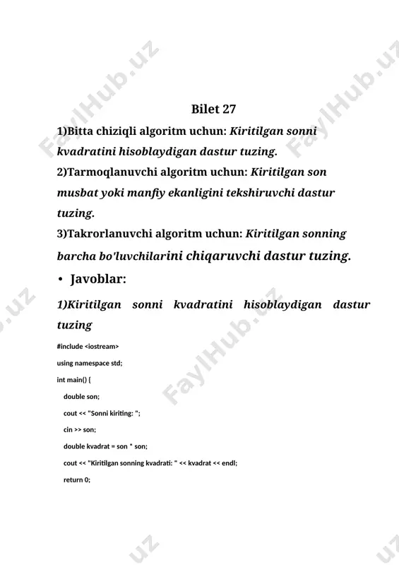 dasturlash asoslari ii bilet 27 - Page 2