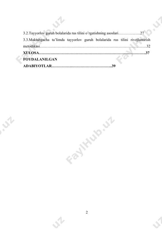 ning o’z o’rni, ahamiyati mavjud, lekin boshlang’ich bosqich hisoblanmish maktabgacha ta’lim dargohlarining ahamiyati kun sayin ortib bormoqda.[footnoteref:1]mamlakatimiz mustaqillikka erishgach, rus tiliga e’tibor biroz pasaygan davrlar ham bo’ldi. sababi, uning o’rniga boshqa xorijiy tillar, xususan, ingliz va fransuz tillari kirib kela boshladi. ammo aholining hanuzgacha salmoqli qismini tashkil qiladigan o’rta yoki katta avlod vakillari orasida rus tilining qadri, ahamiyati balandligicha saqlanib qolgandi. har qanday til insonni yuksaltiradi deganlaridek, rus tilini o’rganish ham insonga katta imkoniyatlar eshigini ochadi. zero hanuzgacha yer yuzi aholisining ancha qismi rus tilida muloqot qilishadi. rossiya federatsiyasi va sharqiy yevropa davlatlarining aksariyat qismi aynan ushbu tilda muloqot qiladilar. yurtimiz misolida olib qaraydigan bo’lsak ham aholining ma’lum qismi bo’lmish ruslar, tatarlar va shu kabi xalqlar ushbu tilda so’zlashadilar. shunday ekan ushbu tilni o’rganish, o’rgatish dolzarb masaladir. [1: o’zbekiston respublikasi prezidentining 2018 yili 30 – sentabrdagi “ maktabgacha ta’lim tizimini boshqarishni takomillashtirish chora tadbirlari to’g’risida”gi pq – 3955- sonly qarori.] …