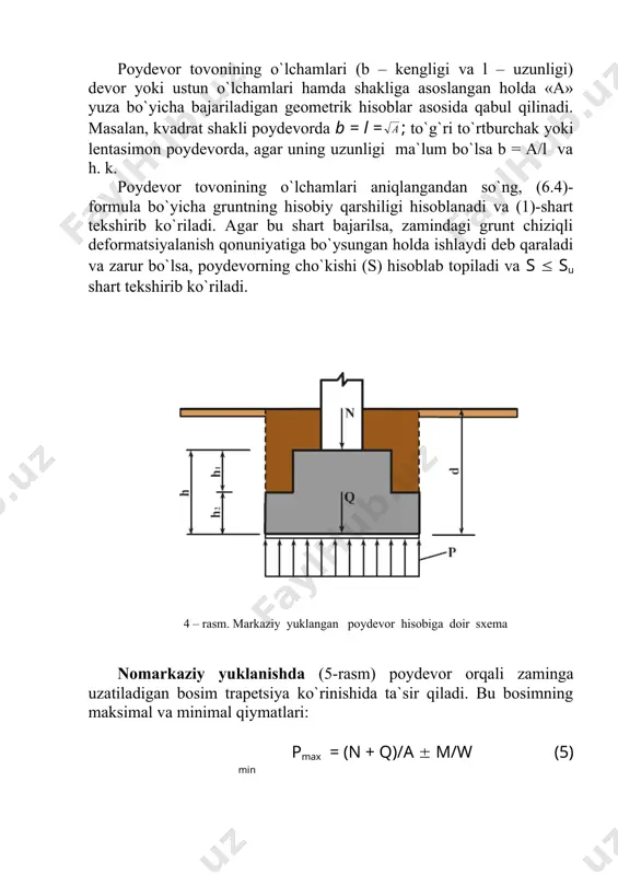 999. 3.karimov i.a. o`zbekiston xx1 asr bo`sag`asida: xavfsizlikka tahdid, barqarorlik shartlari va taraqqiyot kafolatlari. – t., o`zbekiston, 199 4.qmq 2.02.01-98. bino va inshootlar zaminlari. – toshkent, 1999. 5.qmq 2.01.07-9 yuklar va ta`sirlar. – toshkent, 1998. 6.frolov n.n. proektirovanie osnovaniy i fundamentov gidromeliorativnx soorujeniy. m.: kolos, 1985. silkin a.m., frolov n.n. osnovaniya i fundament. m.: kolos, 198 8.tsitovich n.a. mexanika gruntov. m.: stroyizdat, 1983. 9.rasulov x.z. gruntlar mexanikasi, zamin va poydevorlar. t.: o`qituvchi, 1993. 10.ashrabov a.a., zaytsev yu.v. qurilish konstruktsiyalari. t.: o`qituvchi, 1988. 11.dalmatov b.i. mexanika gruntov, osnovaniya i fundament. m.: stroyizdat, 1986. 12.pesikov ye.s. proektirovanie fundamentov gidrotexnicheskix soorujeniy. t.: tiiimsx, 1989. 13.gidrotexnicheskie soorujeniya. - http: //www. vozrojderie. ru/gidroteh. htm. 14.gidrotexnicheskie soorujeniya. – stroitelstvo.-http: //vesi. ru/map/ts/ts. 20ya nnps. htm _1246830780.unknown