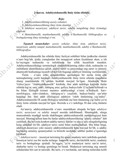 adabiyotshunoslik ilmiy tizim sifatida — DOCX