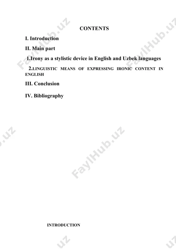 s possible to indicate the exact word whose contextual meaning diametrically opposes its dictionary meaning. and we deal with sustained irony when it is not possible to indicate such exact word and the effect of irony is created by number of statements by the whole text. this type of irony is formed by the contradiction of the speaker’s (writer’s) considerations and the generally accepted moral and ethical codes[footnoteref:1]. [1: https://blog.reedsy.com/what-is-irony/] it should be noted that many english linguists: a.clyusenaar, kramsch c., widdowson h.y., galperin i.r., kukharenko v.a. and others[footnoteref:2], uzbek linguists linguistics such as k.k. yudakhin, a.k.borovkov, a.n.kononov, v.v.reshetov, a.m.sherbak, and a.ghulomov, f.abdurahmonov, sh.shoabdurakhmonov, m.asqarova, sh.rahmatullayev, a.hojiyev, e.begmatov, h.nematov, a.nurmonov, n.mahmudov have played an important role in the development of uzbek linguistics today. [2: cluysenaar a. introduction to literary stylistics london, batsford 1976.; kramsch c. context and culture in language teaching oxford university press, 1990.; widdowson h.y. practical stylistics oxford …